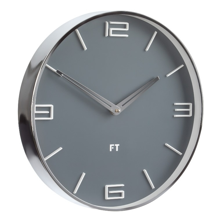 Fotografie Designové nástěnné hodiny Future Time FT3010GY Flat grey 30cm