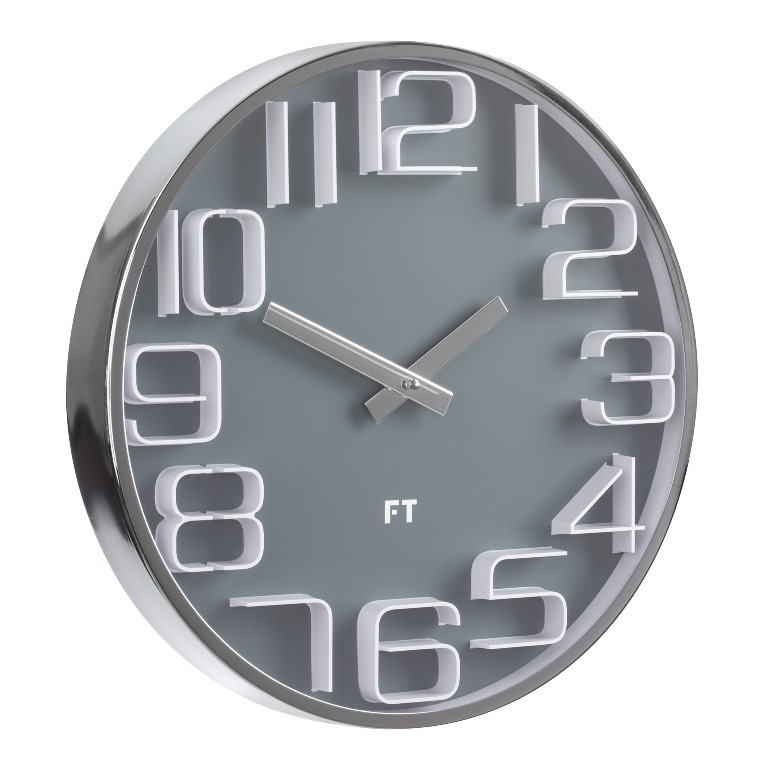 Fotografie Designové nástěnné hodiny Future Time FT7010GY Numbers grey 30cm
